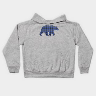 Blue Plaid Bear Kids Hoodie